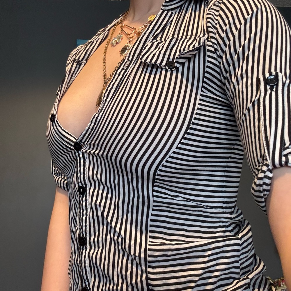 Striped Black and White Women's Top